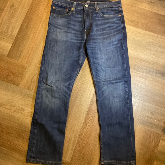 Levis Mens 513 Jeans Dark Wash Slim Fit Denim W34 L30‎ Classic Straight Stretch - Picture 1 of 10